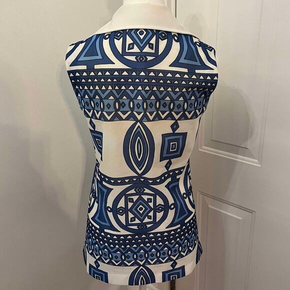 Vintage 70's George Gerring Blue and White Collared Button Down Tank Top Size S - Picture 2 of 3